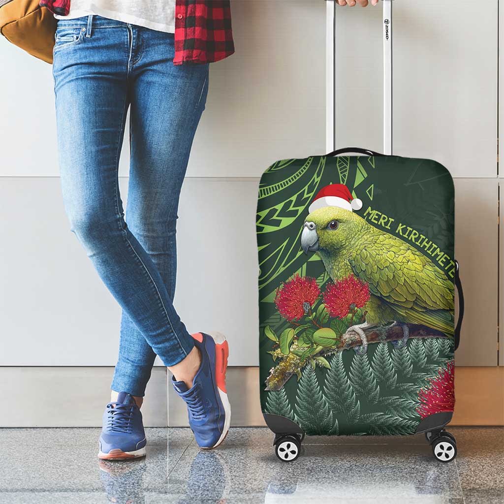 Meri Kirihimete Kakapo Luggage Cover Green Silver Fern Christmas Vibe - Vibe Hoodie Shop