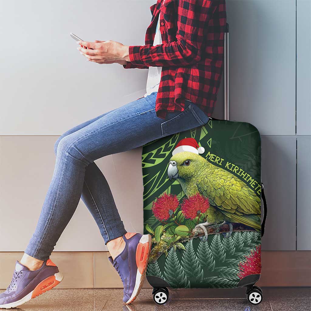 Meri Kirihimete Kakapo Luggage Cover Green Silver Fern Christmas Vibe - Vibe Hoodie Shop