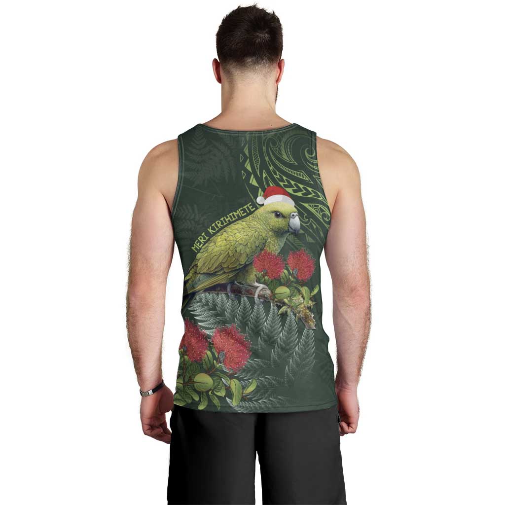 Meri Kirihimete Kakapo Men Tank Top Green Silver Fern Christmas Vibe - Vibe Hoodie Shop