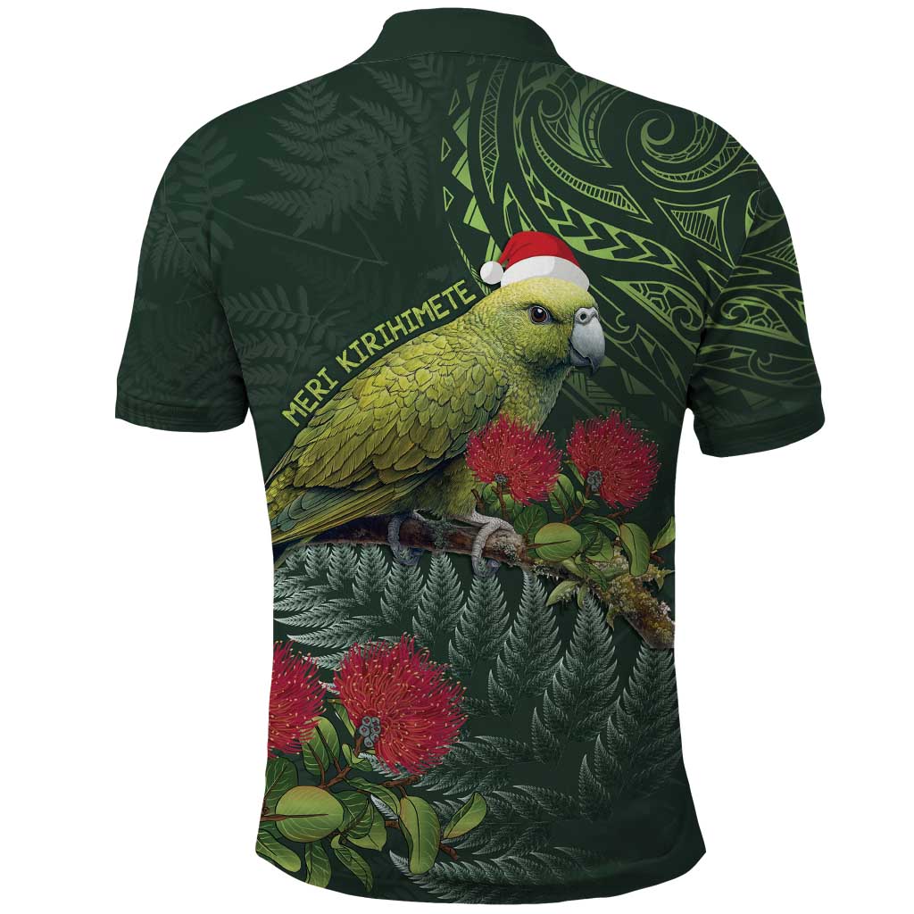 Meri Kirihimete Kakapo Polo Shirt Green Silver Fern Christmas Vibe LT9 - Vibe Hoodie Shop