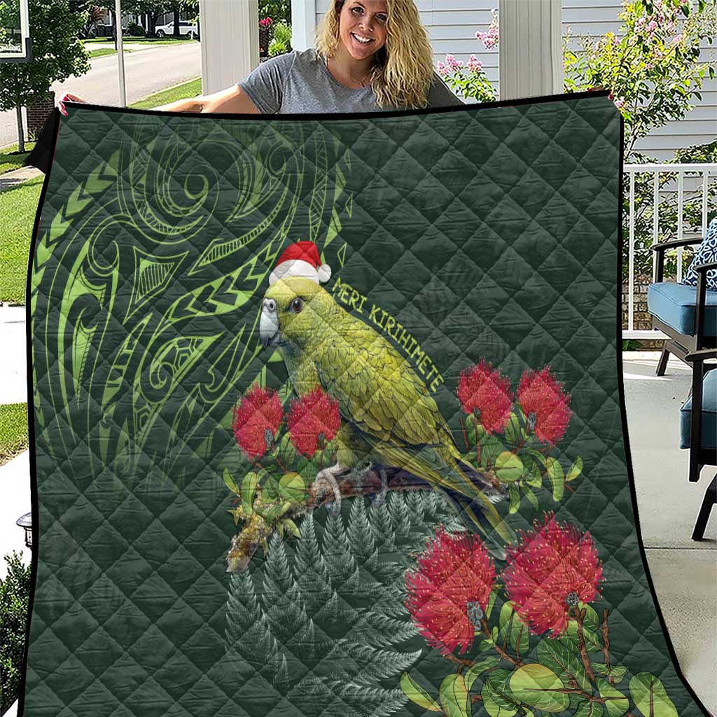 Meri Kirihimete Kakapo Quilt Green Silver Fern Christmas Vibe - Vibe Hoodie Shop