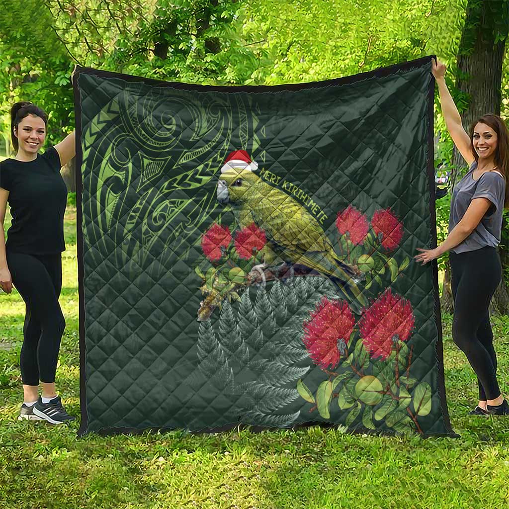 Meri Kirihimete Kakapo Quilt Green Silver Fern Christmas Vibe - Vibe Hoodie Shop