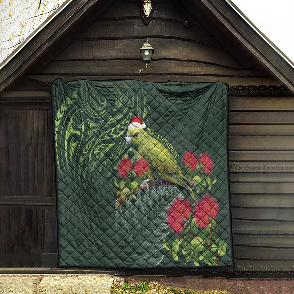 Meri Kirihimete Kakapo Quilt Green Silver Fern Christmas Vibe - Vibe Hoodie Shop