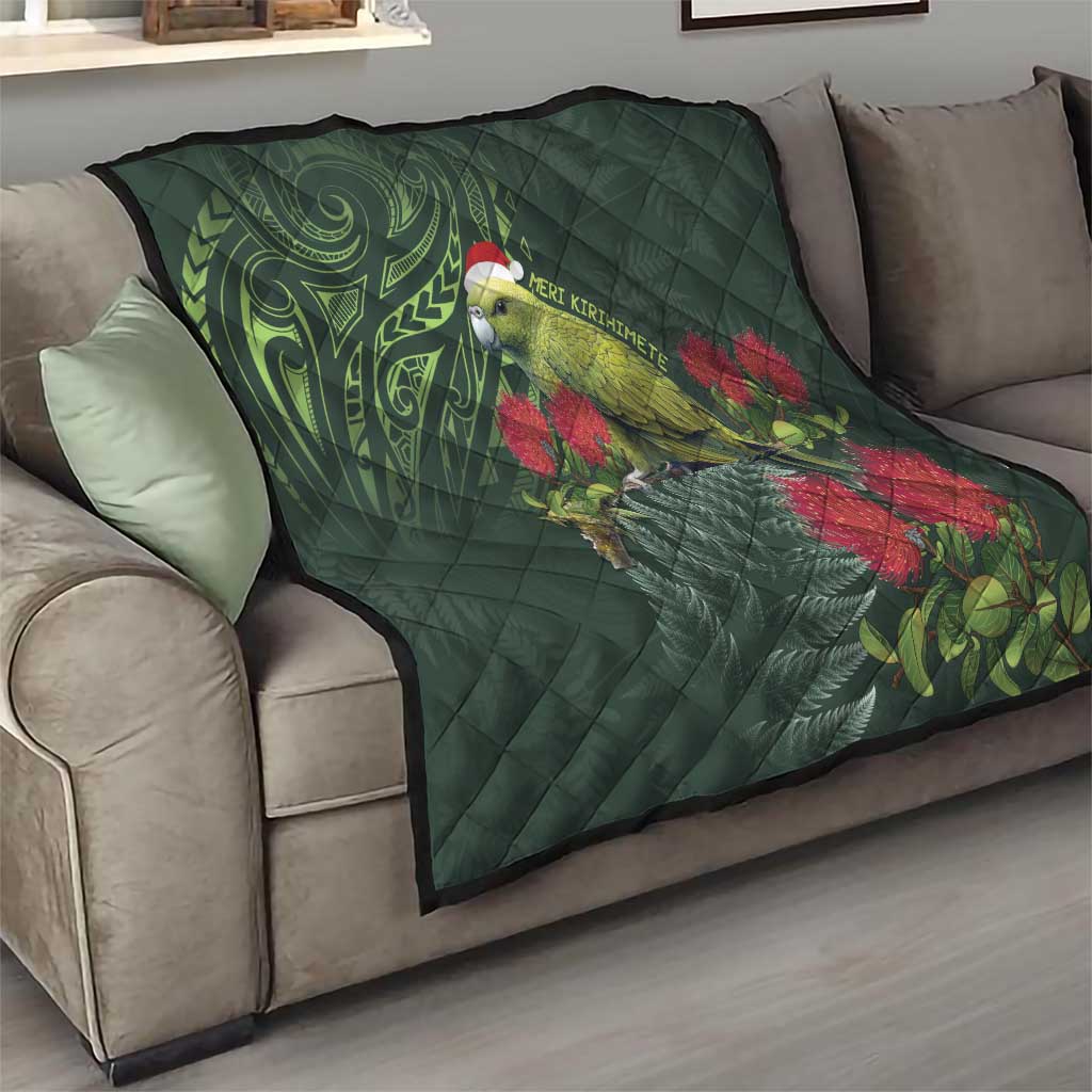 Meri Kirihimete Kakapo Quilt Green Silver Fern Christmas Vibe - Vibe Hoodie Shop