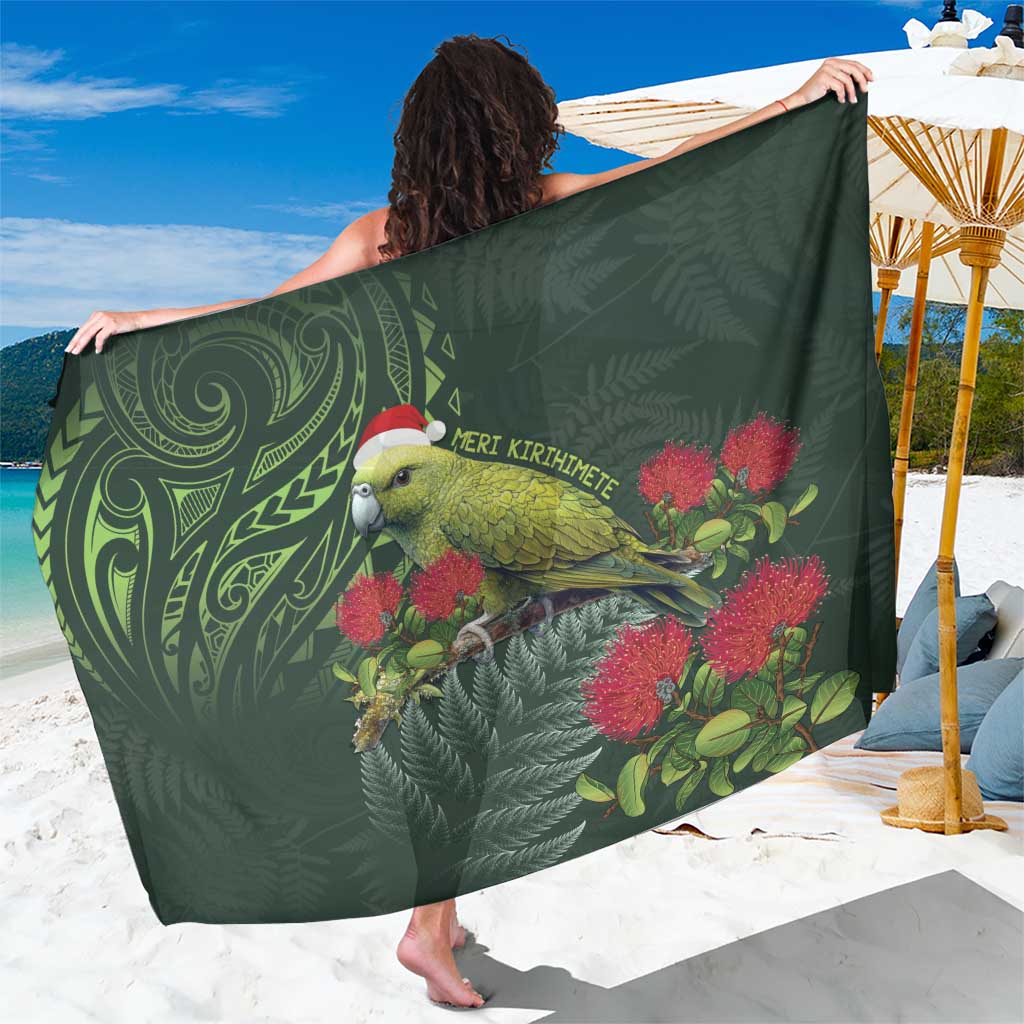 Meri Kirihimete Kakapo Sarong Green Silver Fern Christmas Vibe - Vibe Hoodie Shop