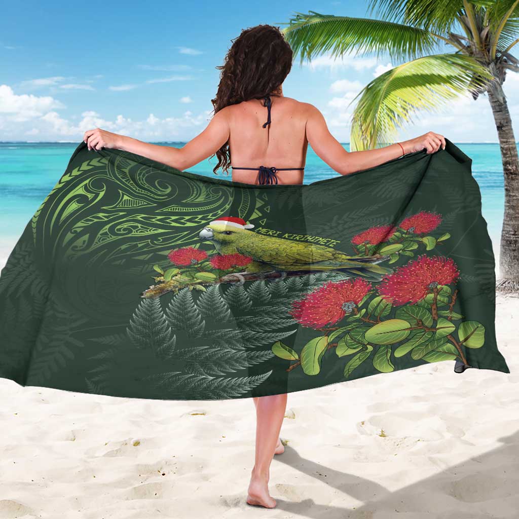 Meri Kirihimete Kakapo Sarong Green Silver Fern Christmas Vibe - Vibe Hoodie Shop