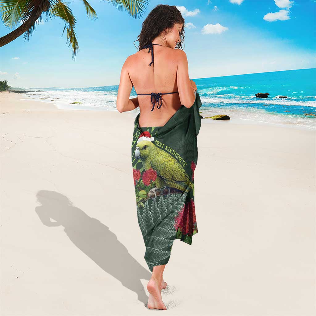 Meri Kirihimete Kakapo Sarong Green Silver Fern Christmas Vibe - Vibe Hoodie Shop