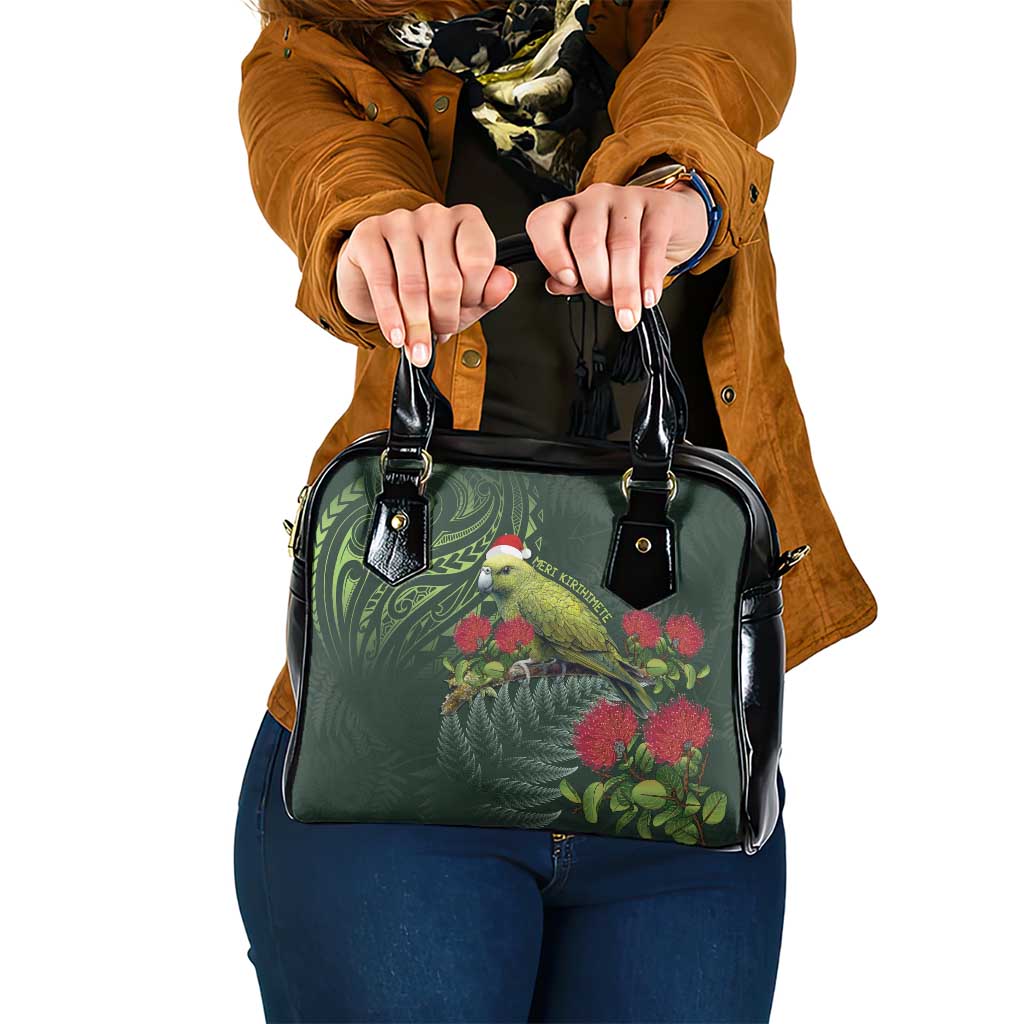 Meri Kirihimete Kakapo Shoulder Handbag Green Silver Fern Christmas Vibe - Vibe Hoodie Shop