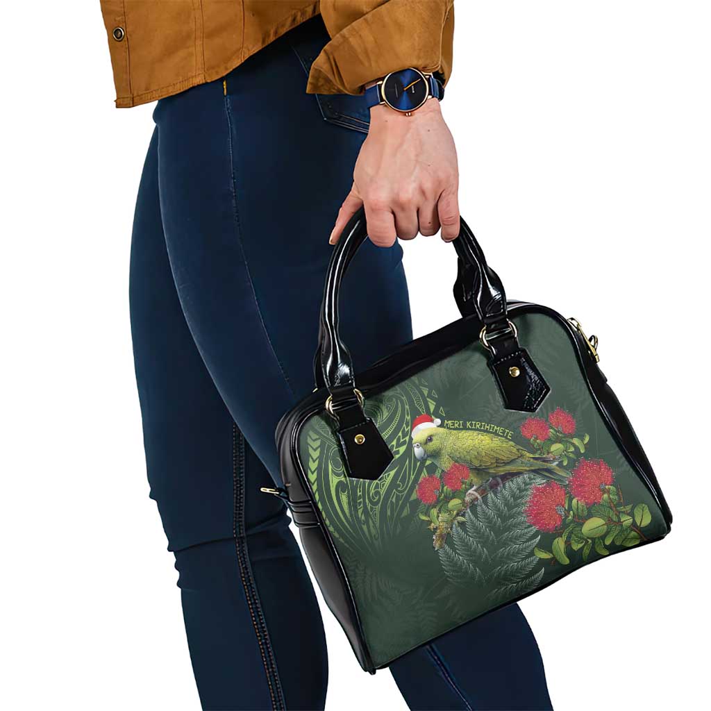 Meri Kirihimete Kakapo Shoulder Handbag Green Silver Fern Christmas Vibe - Vibe Hoodie Shop