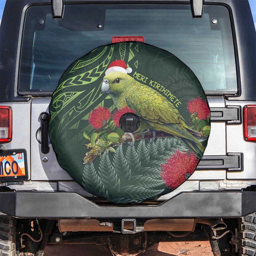 Meri Kirihimete Kakapo Spare Tire Cover Green Silver Fern Christmas Vibe - Vibe Hoodie Shop