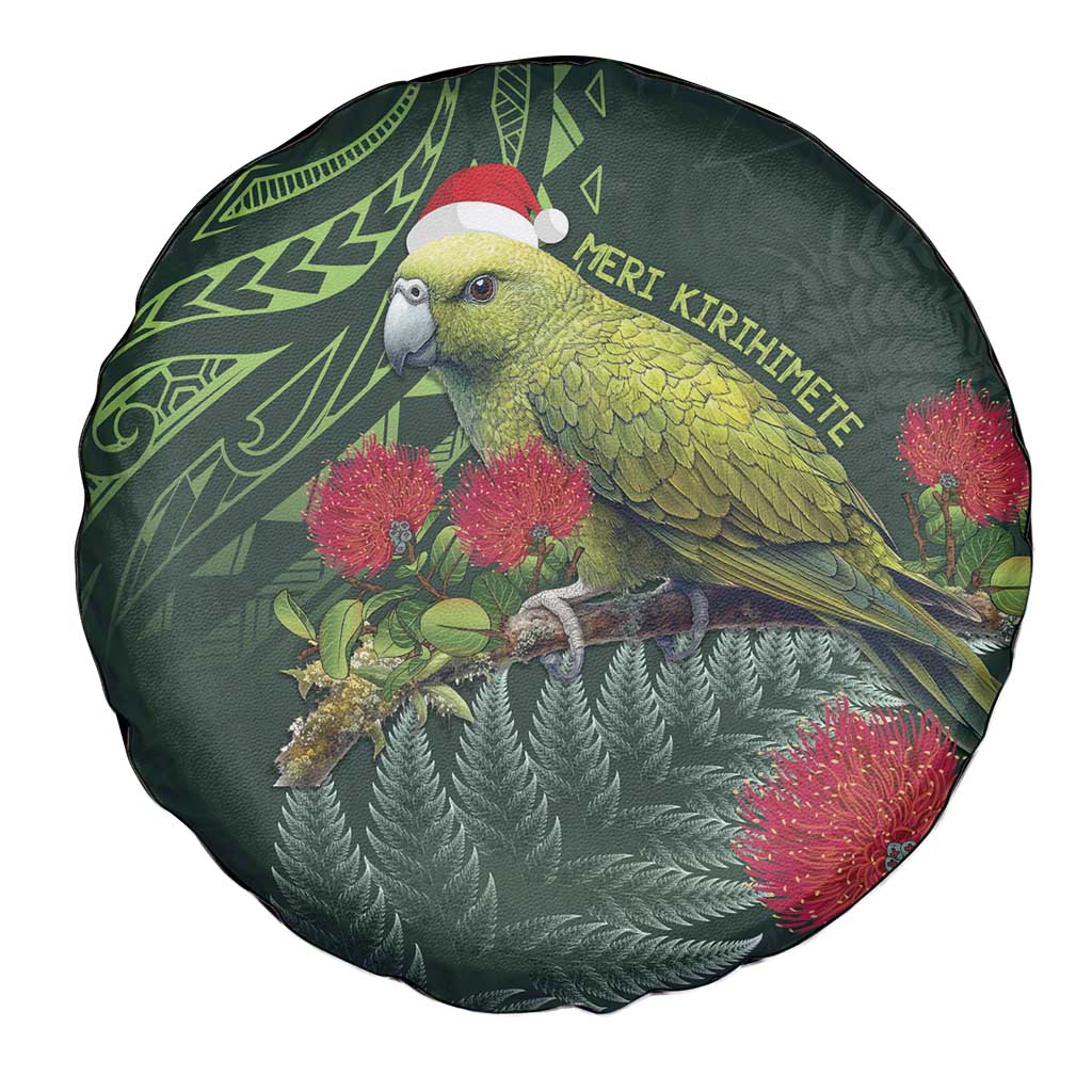 Meri Kirihimete Kakapo Spare Tire Cover Green Silver Fern Christmas Vibe - Vibe Hoodie Shop