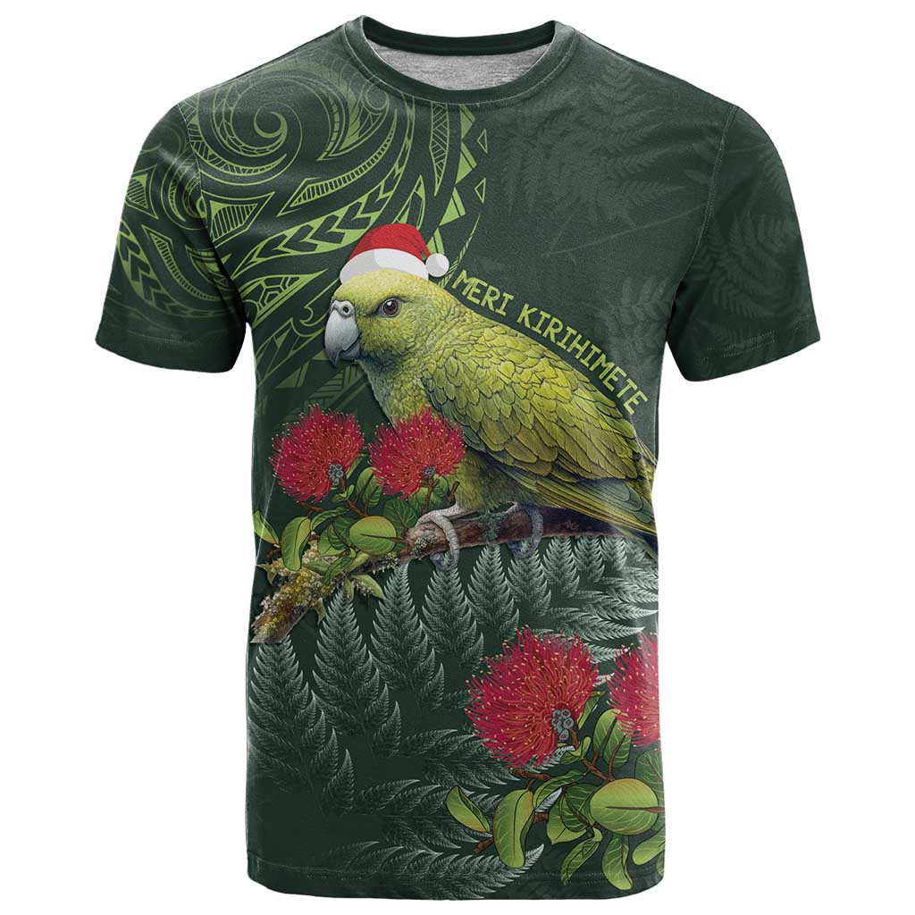 Meri Kirihimete Kakapo T Shirt Green Silver Fern Christmas Vibe LT9 - Vibe Hoodie Shop