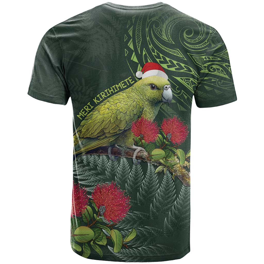 Meri Kirihimete Kakapo T Shirt Green Silver Fern Christmas Vibe LT9 - Vibe Hoodie Shop