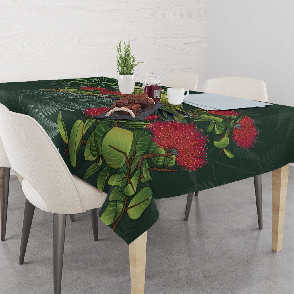 Meri Kirihimete Kakapo Tablecloth Green Silver Fern Christmas Vibe