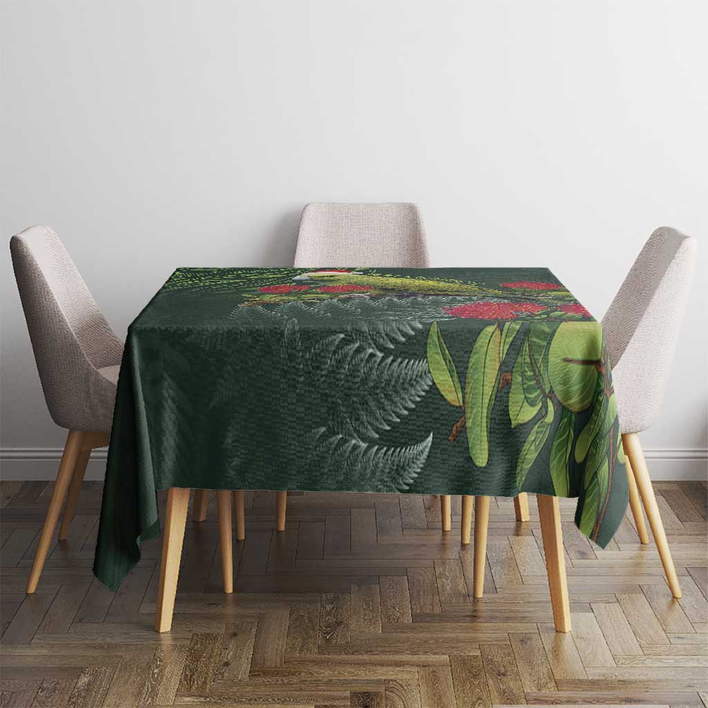 Meri Kirihimete Kakapo Tablecloth Green Silver Fern Christmas Vibe