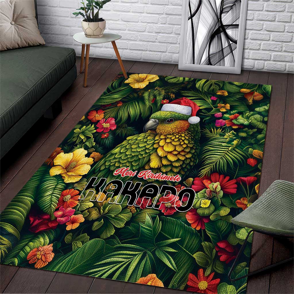 Meri Kirihimete Kakapo Area Rug New Zealand Christmas with Tropical Vibe - Vibe Hoodie Shop