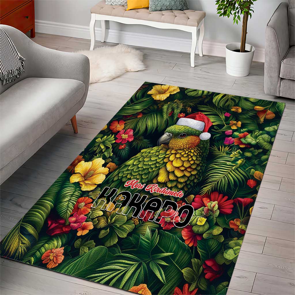 Meri Kirihimete Kakapo Area Rug New Zealand Christmas with Tropical Vibe - Vibe Hoodie Shop