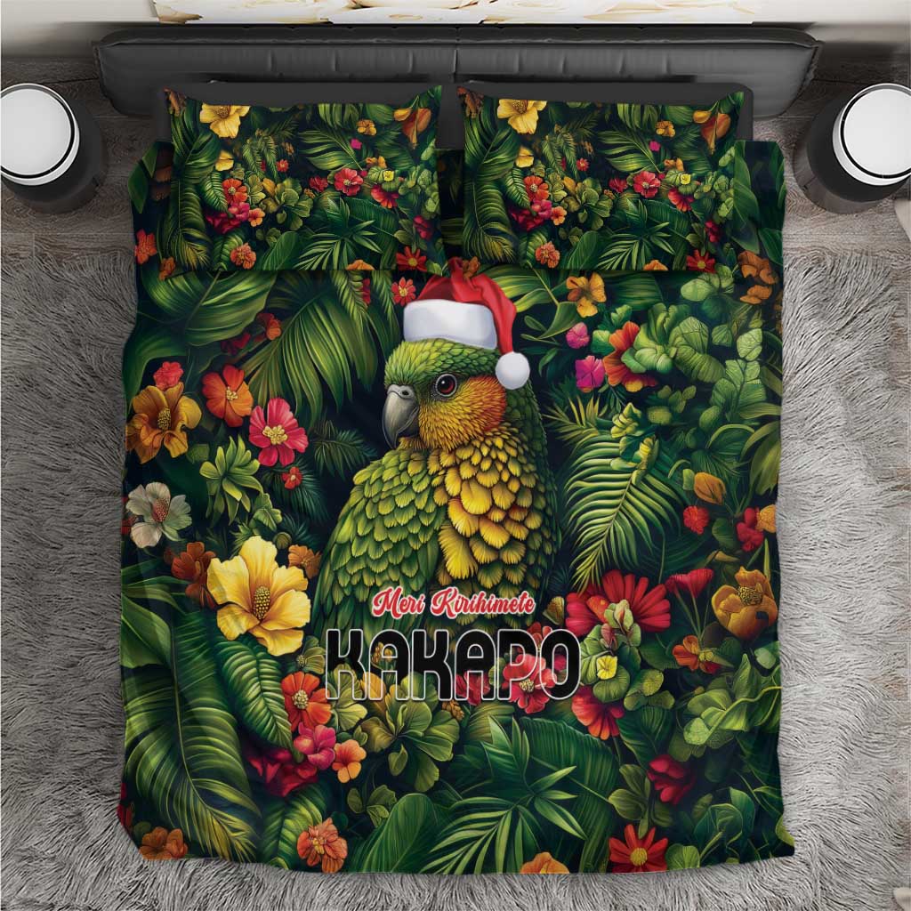 Meri Kirihimete Kakapo Bedding Set New Zealand Christmas with Tropical Vibe - Vibe Hoodie Shop