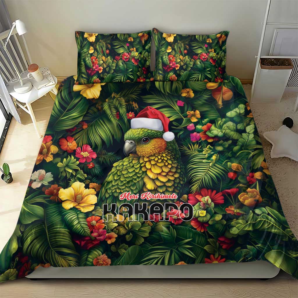 Meri Kirihimete Kakapo Bedding Set New Zealand Christmas with Tropical Vibe - Vibe Hoodie Shop