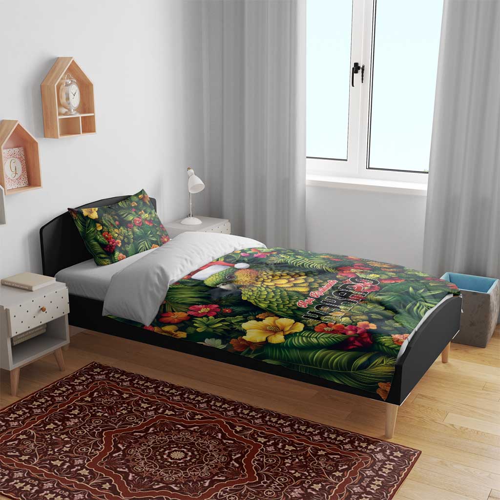 Meri Kirihimete Kakapo Bedding Set New Zealand Christmas with Tropical Vibe - Vibe Hoodie Shop