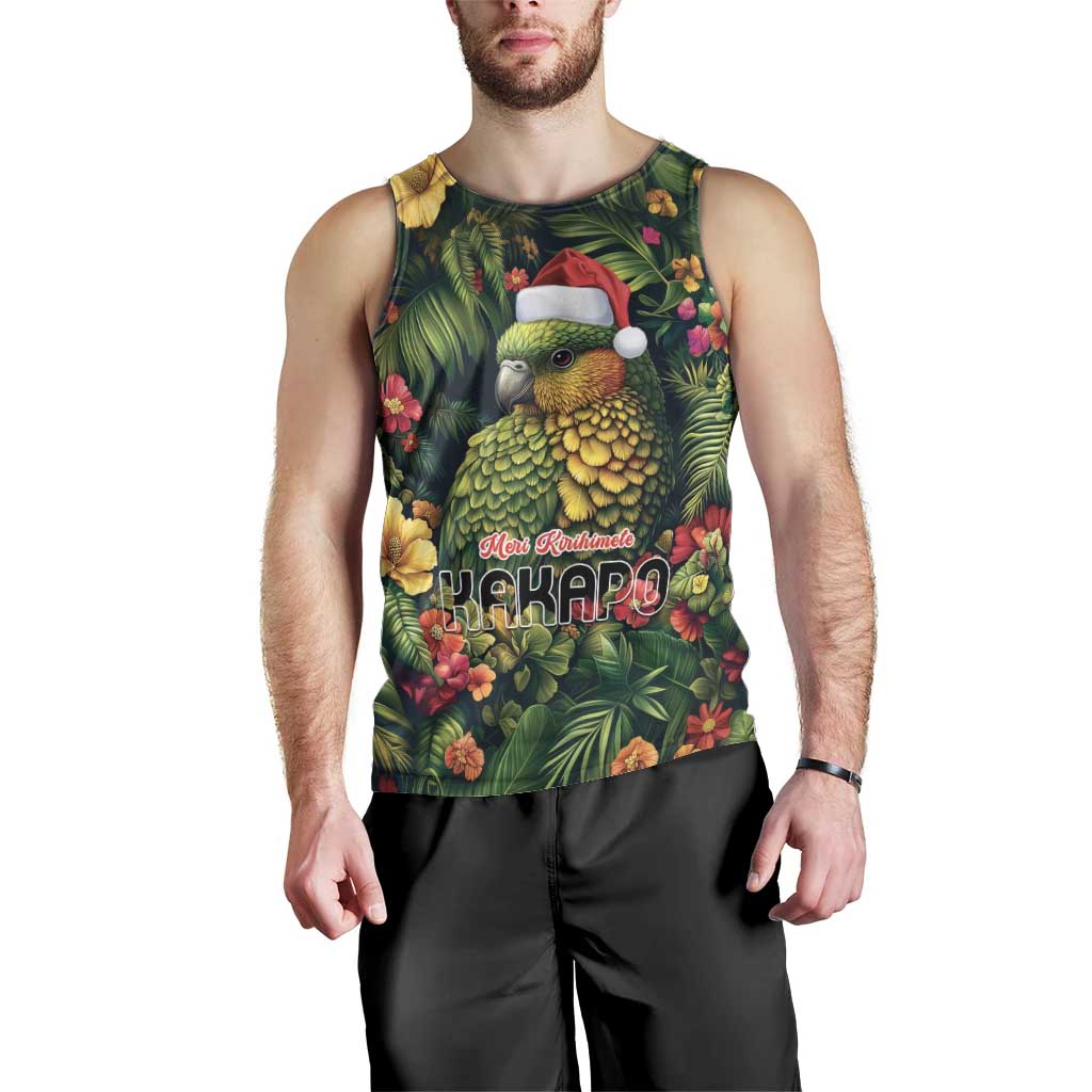 Meri Kirihimete Kakapo Men Tank Top New Zealand Christmas with Tropical Vibe - Vibe Hoodie Shop