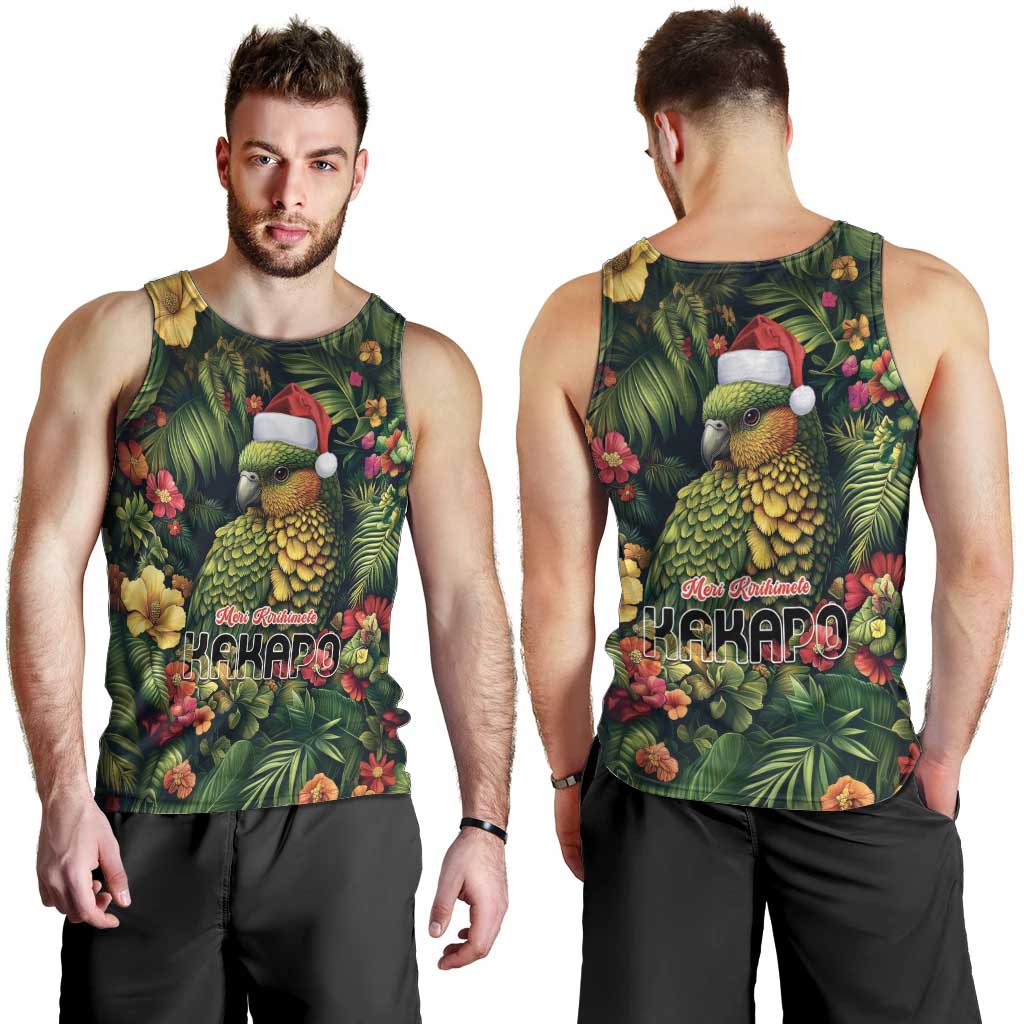Meri Kirihimete Kakapo Men Tank Top New Zealand Christmas with Tropical Vibe - Vibe Hoodie Shop