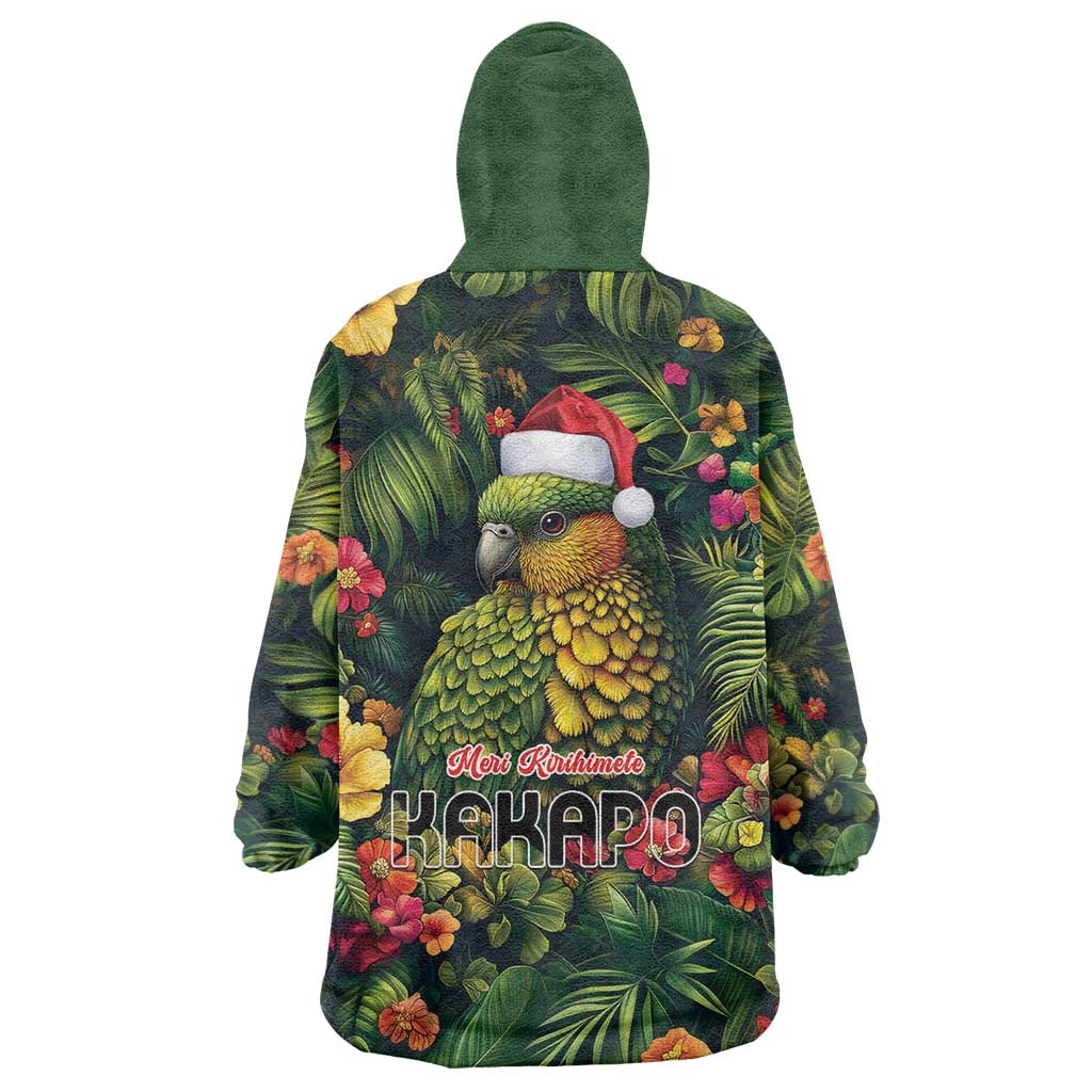 Meri Kirihimete Kakapo Wearable Blanket Hoodie New Zealand Christmas with Tropical Vibe - Vibe Hoodie Shop