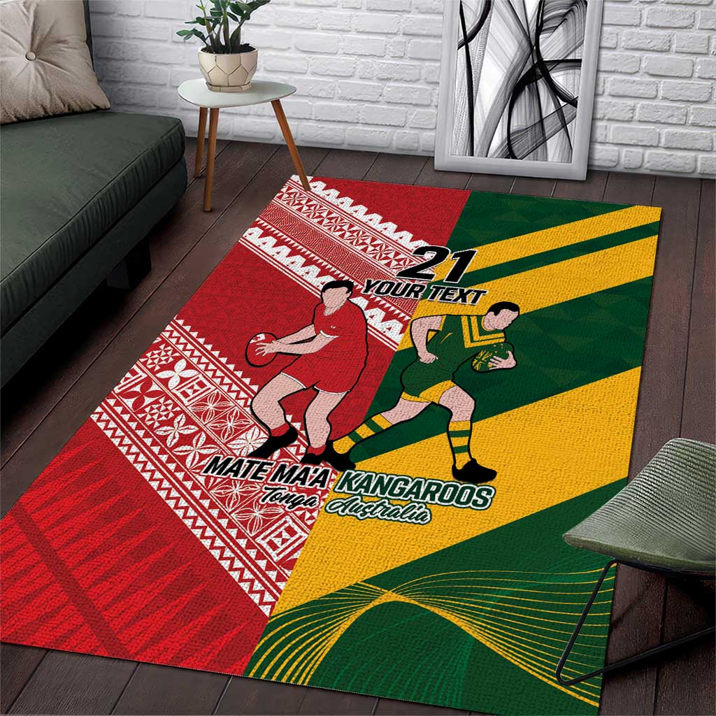 Australia-Tonga Rugby Pacific Custom Area Rug The Kangaroos and Mate Ma'a Tonga - Vibe Hoodie Shop