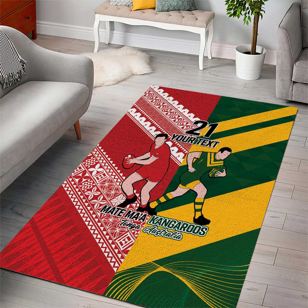 Australia-Tonga Rugby Pacific Custom Area Rug The Kangaroos and Mate Ma'a Tonga - Vibe Hoodie Shop