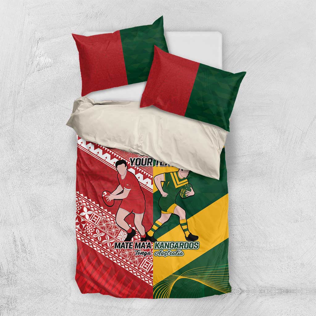 Australia-Tonga Rugby Pacific Custom Bedding Set The Kangaroos and Mate Ma'a Tonga - Vibe Hoodie Shop