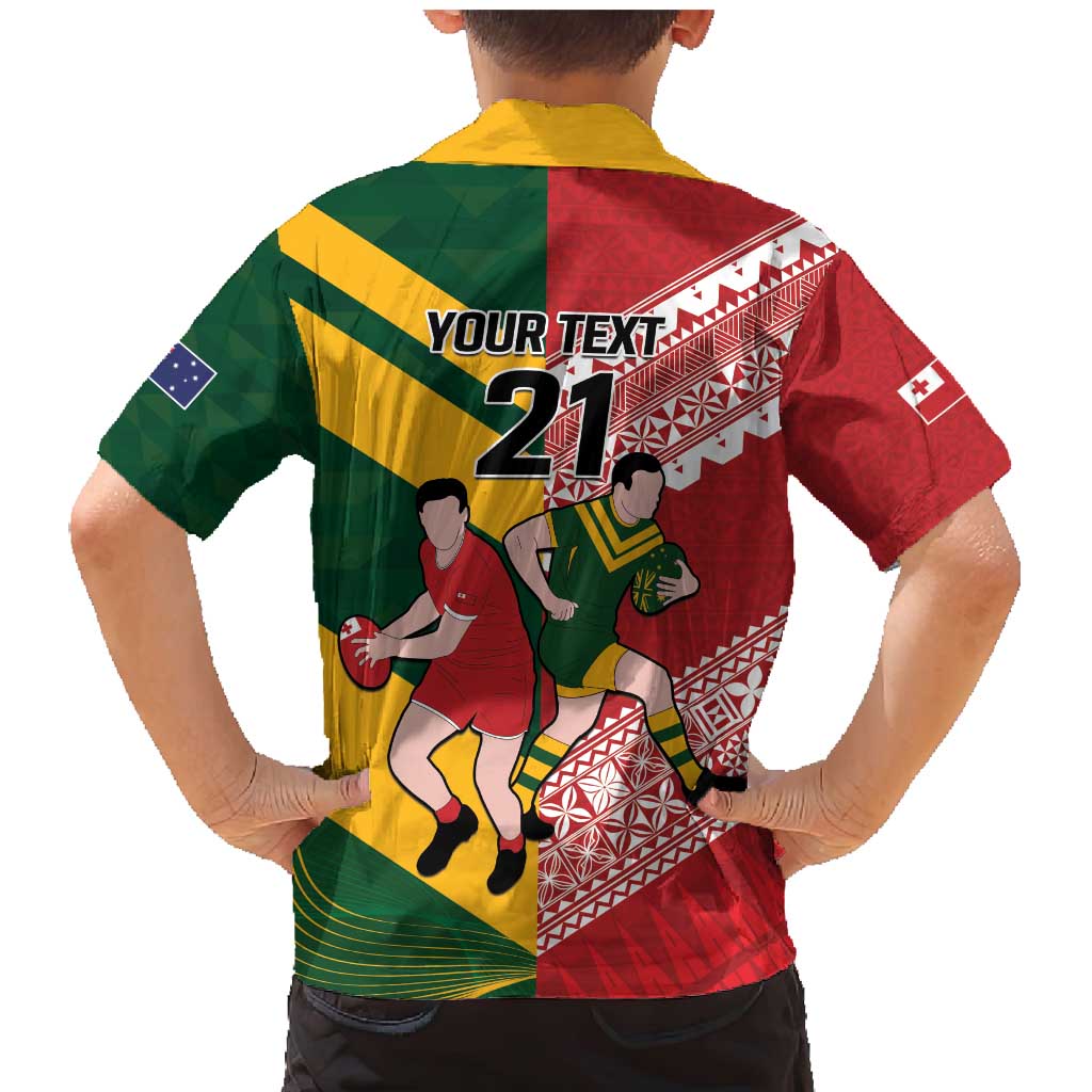 Australia-Tonga Rugby Pacific Custom Family Matching Mermaid Dress and Hawaiian Shirt The Kangaroos and Mate Ma'a Tonga