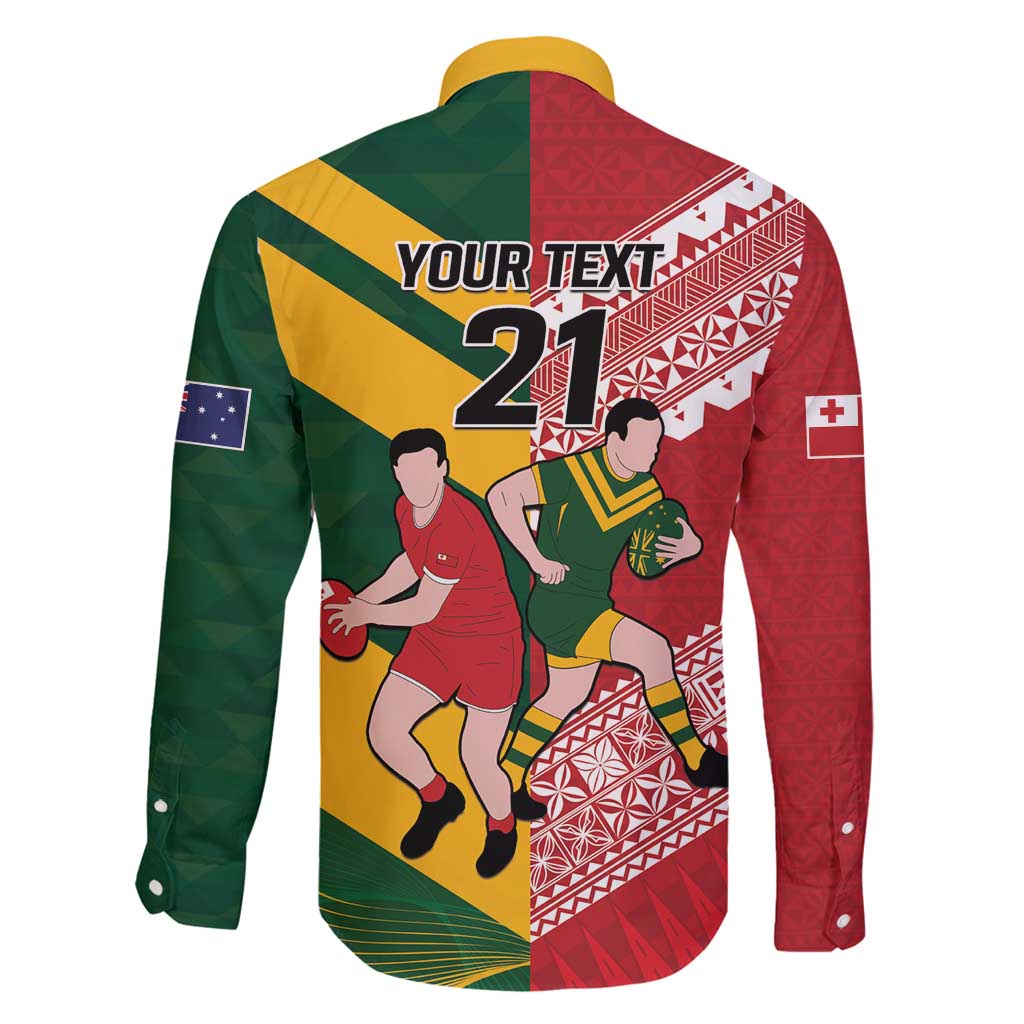 Australia-Tonga Rugby Pacific Custom Family Matching Puletasi and Hawaiian Shirt The Kangaroos and Mate Ma'a Tonga