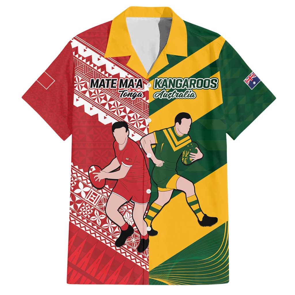 Australia-Tonga Rugby Pacific Custom Hawaiian Shirt The Kangaroos and Mate Ma'a Tonga - Vibe Hoodie Shop