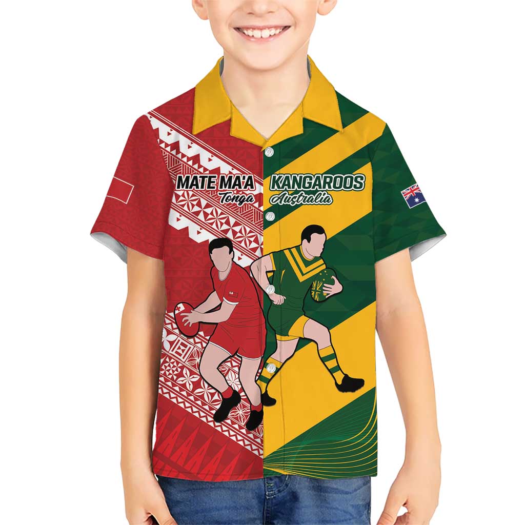 Australia-Tonga Rugby Pacific Custom Hawaiian Shirt The Kangaroos and Mate Ma'a Tonga - Vibe Hoodie Shop