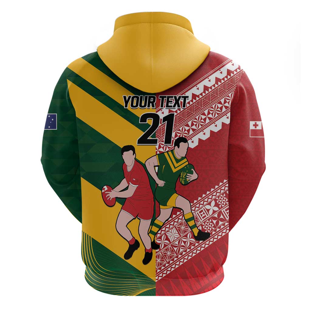 Australia-Tonga Rugby Pacific Custom Hoodie The Kangaroos and Mate Ma'a Tonga LT9 - Vibe Hoodie Shop