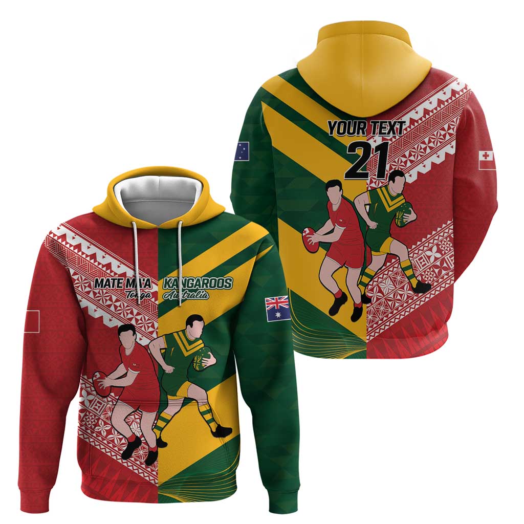 Australia-Tonga Rugby Pacific Custom Hoodie The Kangaroos and Mate Ma'a Tonga LT9 - Vibe Hoodie Shop