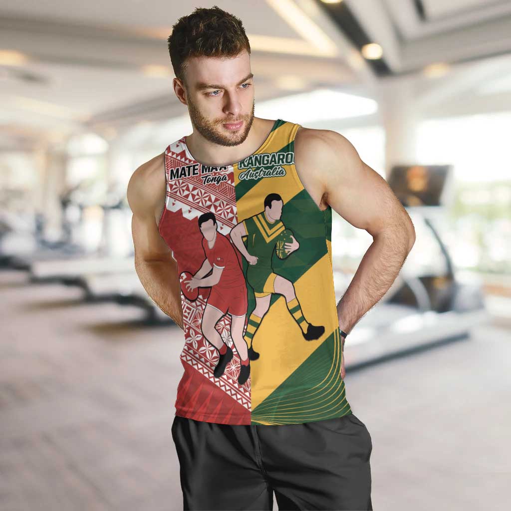 Australia-Tonga Rugby Pacific Custom Men Tank Top The Kangaroos and Mate Ma'a Tonga - Vibe Hoodie Shop