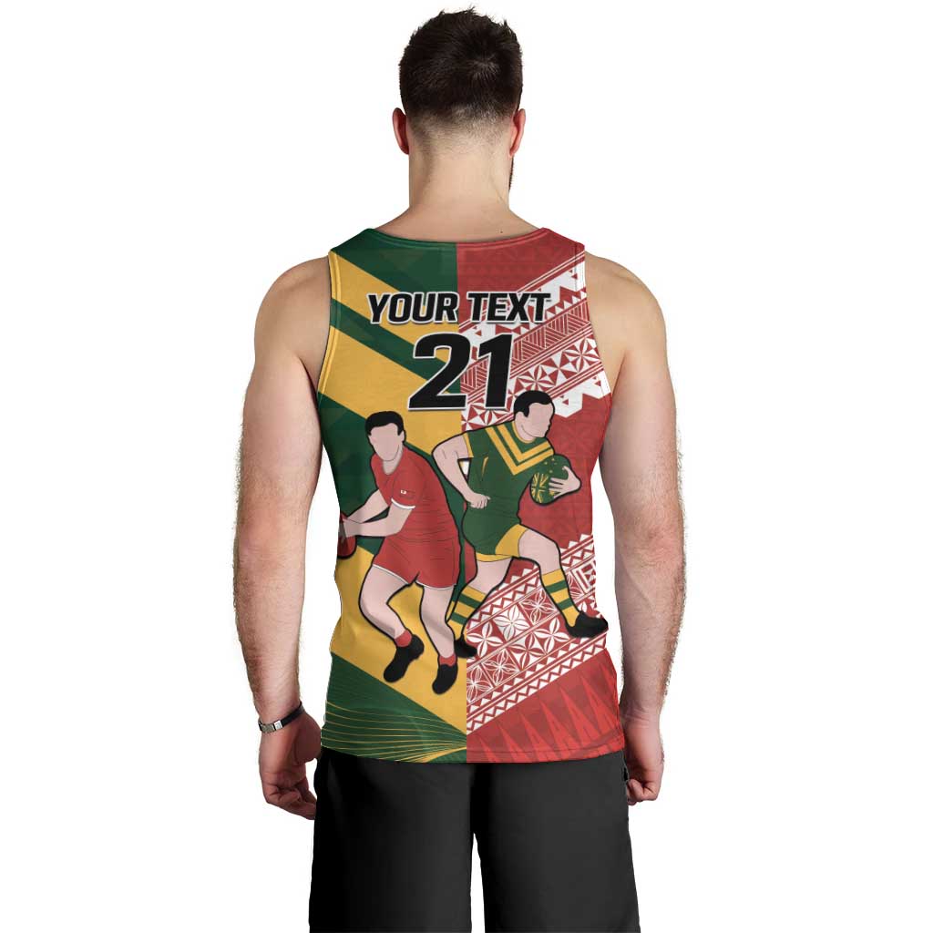 Australia-Tonga Rugby Pacific Custom Men Tank Top The Kangaroos and Mate Ma'a Tonga - Vibe Hoodie Shop