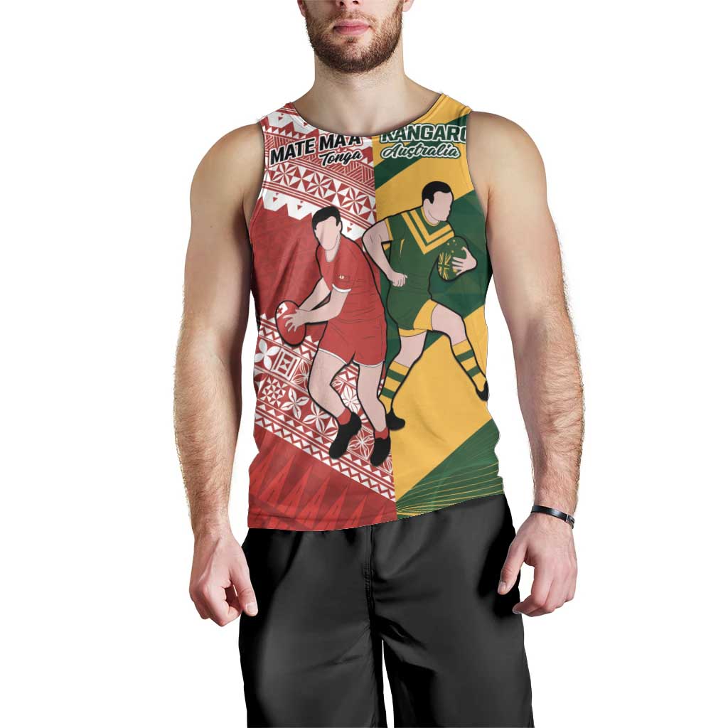 Australia-Tonga Rugby Pacific Custom Men Tank Top The Kangaroos and Mate Ma'a Tonga - Vibe Hoodie Shop