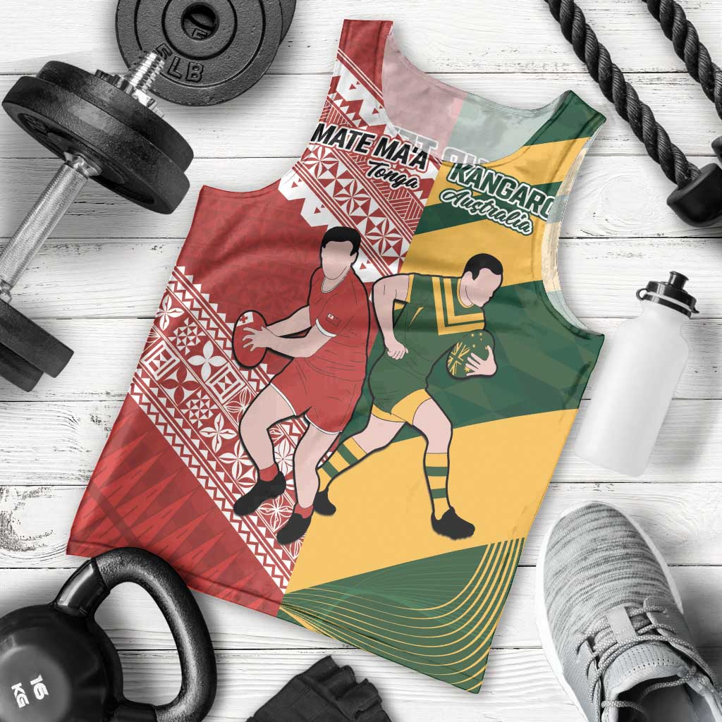Australia-Tonga Rugby Pacific Custom Men Tank Top The Kangaroos and Mate Ma'a Tonga - Vibe Hoodie Shop