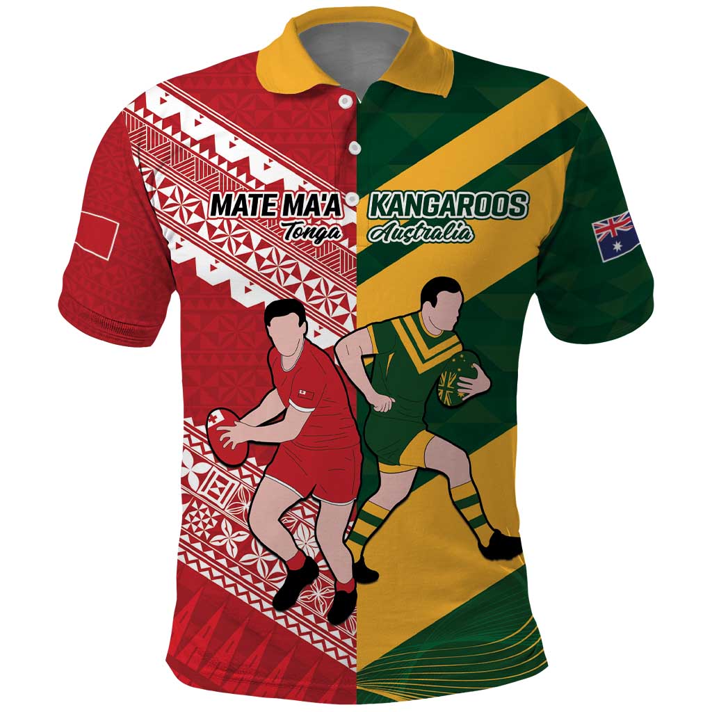 Australia-Tonga Rugby Pacific Custom Polo Shirt The Kangaroos and Mate Ma'a Tonga LT9 - Vibe Hoodie Shop