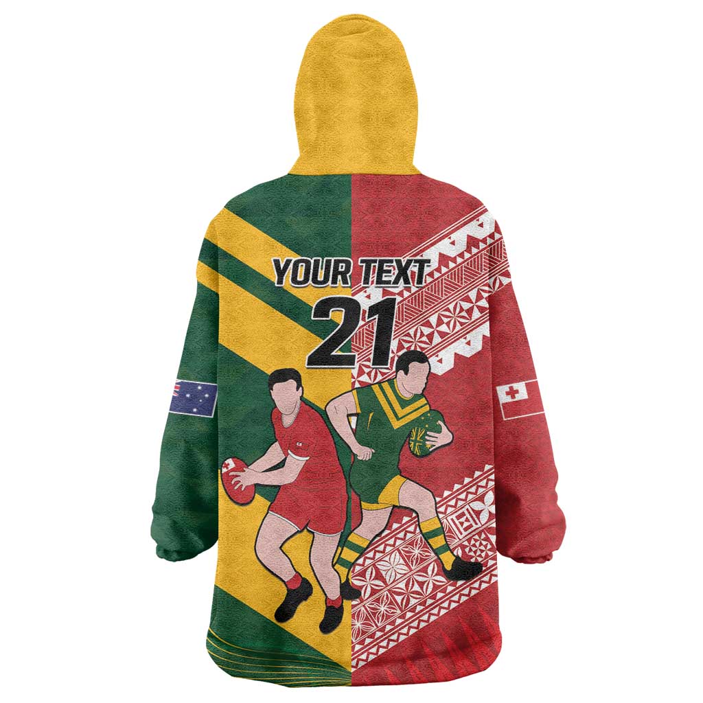 Australia-Tonga Rugby Pacific Custom Wearable Blanket Hoodie The Kangaroos and Mate Ma'a Tonga - Vibe Hoodie Shop