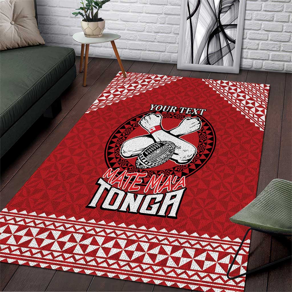 Tonga Rugby XIII Custom Area Rug Mate Ma'a Tonga with Ngatu Pattern - Vibe Hoodie Shop