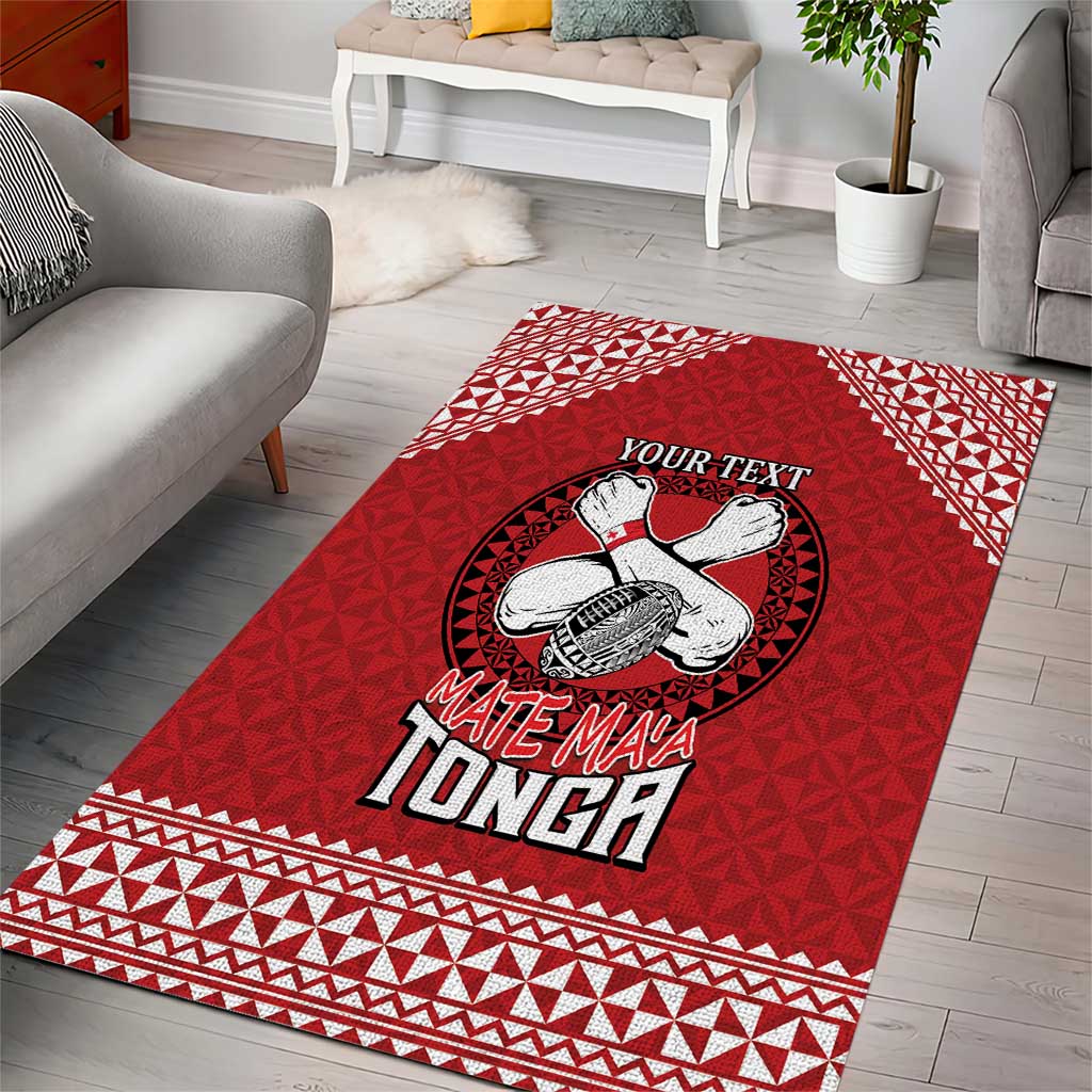 Tonga Rugby XIII Custom Area Rug Mate Ma'a Tonga with Ngatu Pattern - Vibe Hoodie Shop