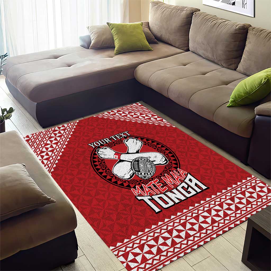 Tonga Rugby XIII Custom Area Rug Mate Ma'a Tonga with Ngatu Pattern - Vibe Hoodie Shop