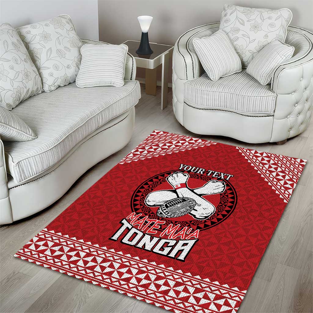 Tonga Rugby XIII Custom Area Rug Mate Ma'a Tonga with Ngatu Pattern - Vibe Hoodie Shop