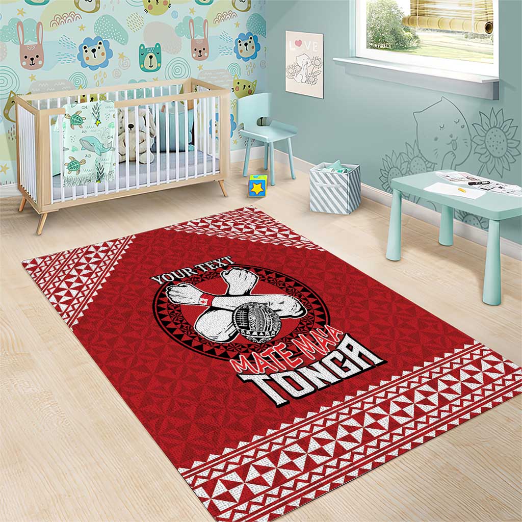 Tonga Rugby XIII Custom Area Rug Mate Ma'a Tonga with Ngatu Pattern - Vibe Hoodie Shop