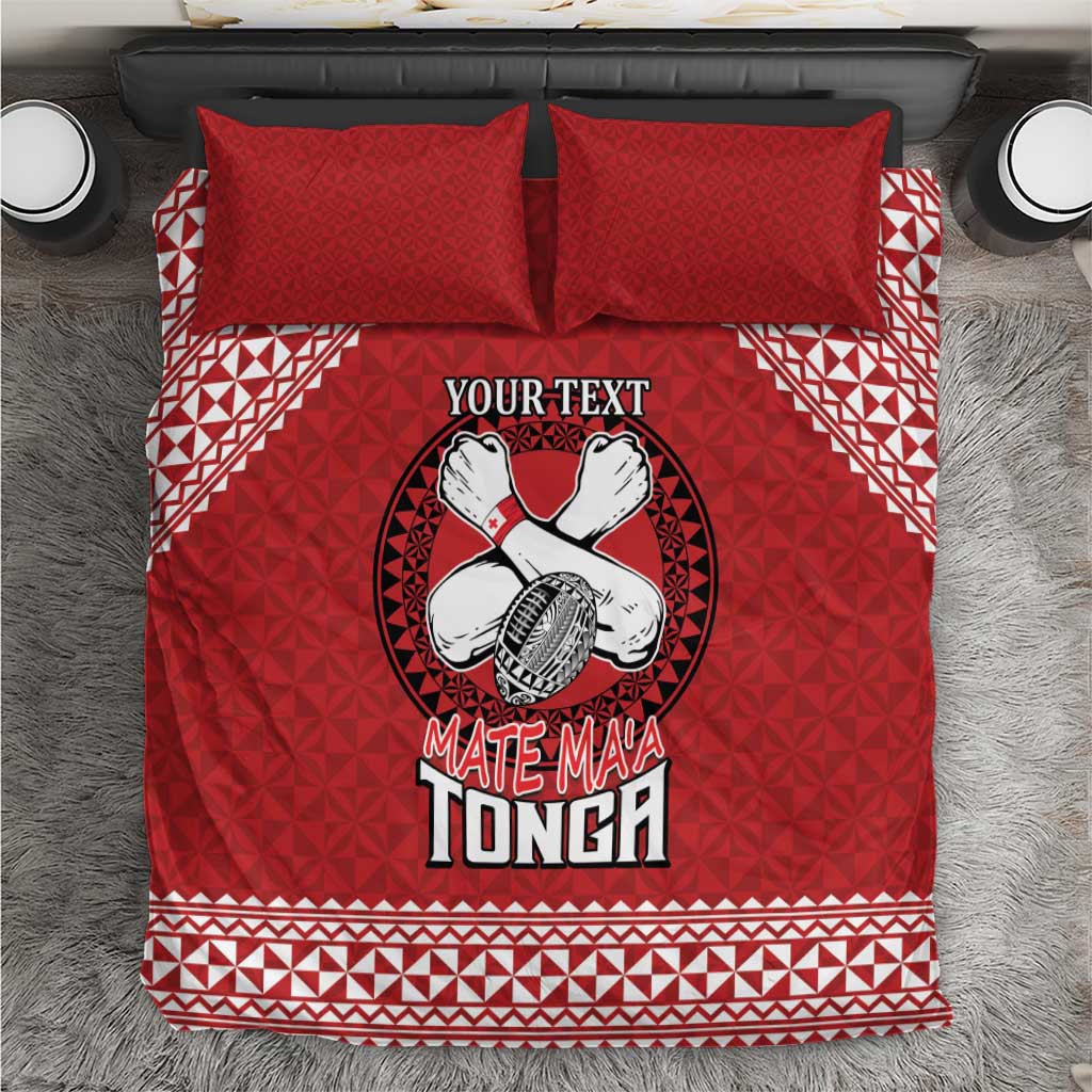 Tonga Rugby XIII Custom Bedding Set Mate Ma'a Tonga with Ngatu Pattern - Vibe Hoodie Shop