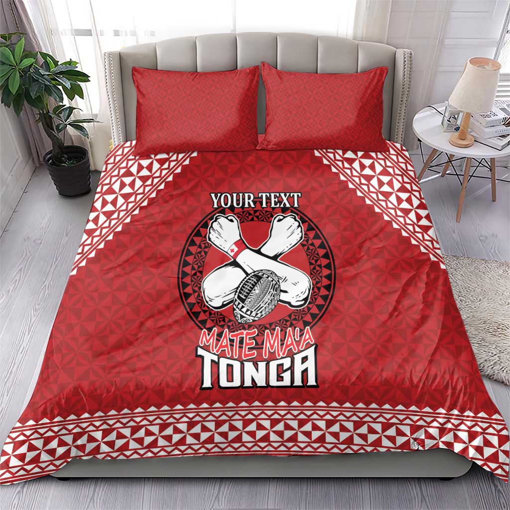 Tonga Rugby XIII Custom Bedding Set Mate Ma'a Tonga with Ngatu Pattern - Vibe Hoodie Shop