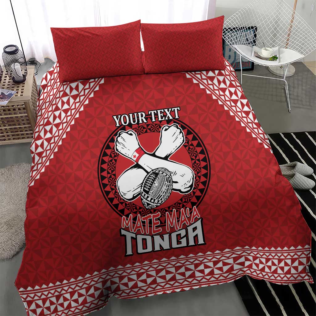 Tonga Rugby XIII Custom Bedding Set Mate Ma'a Tonga with Ngatu Pattern - Vibe Hoodie Shop